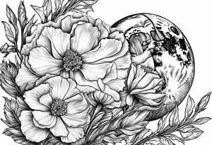 Moon and carnation rip tattoo idea