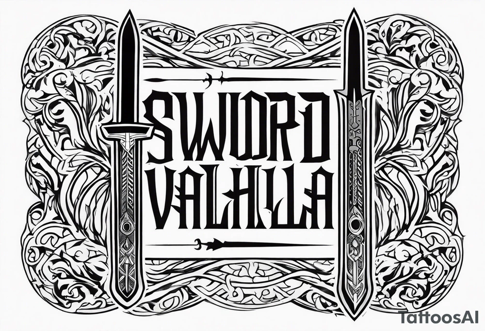 sword Valhalla feath prayer tattoo idea
