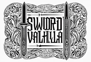 sword Valhalla feath prayer tattoo idea