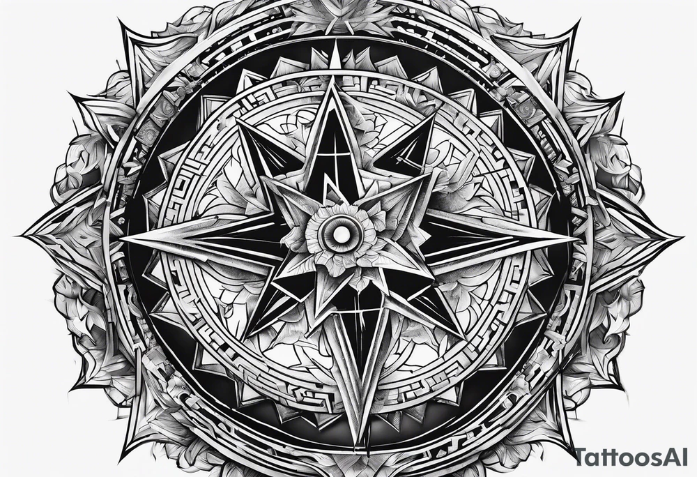 north star with a Maze of castle tattoo idea