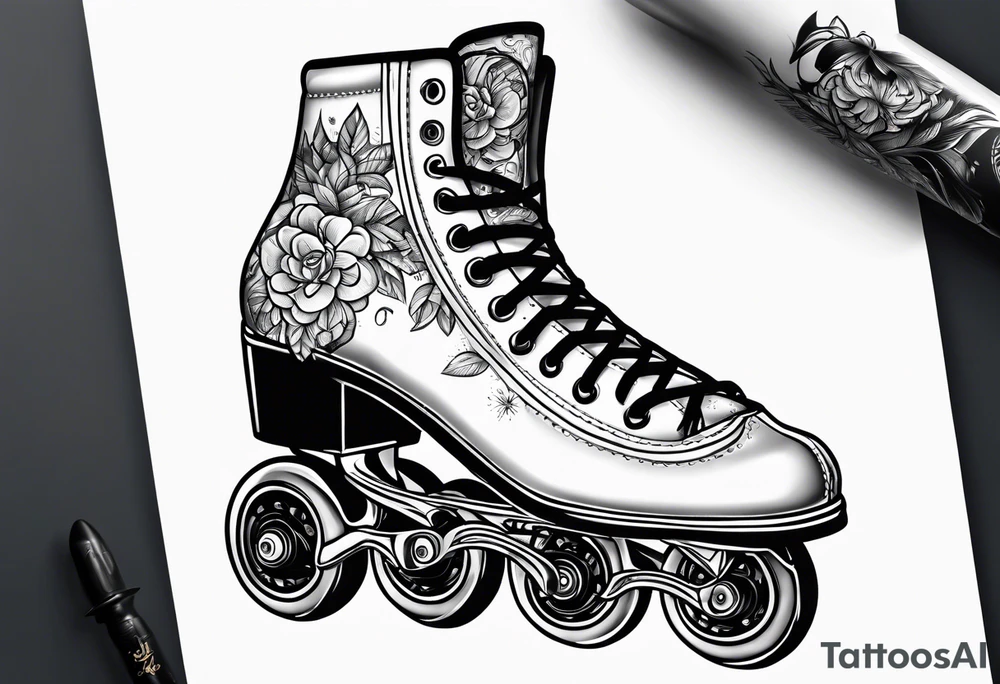 Roller skating girl tattoo idea