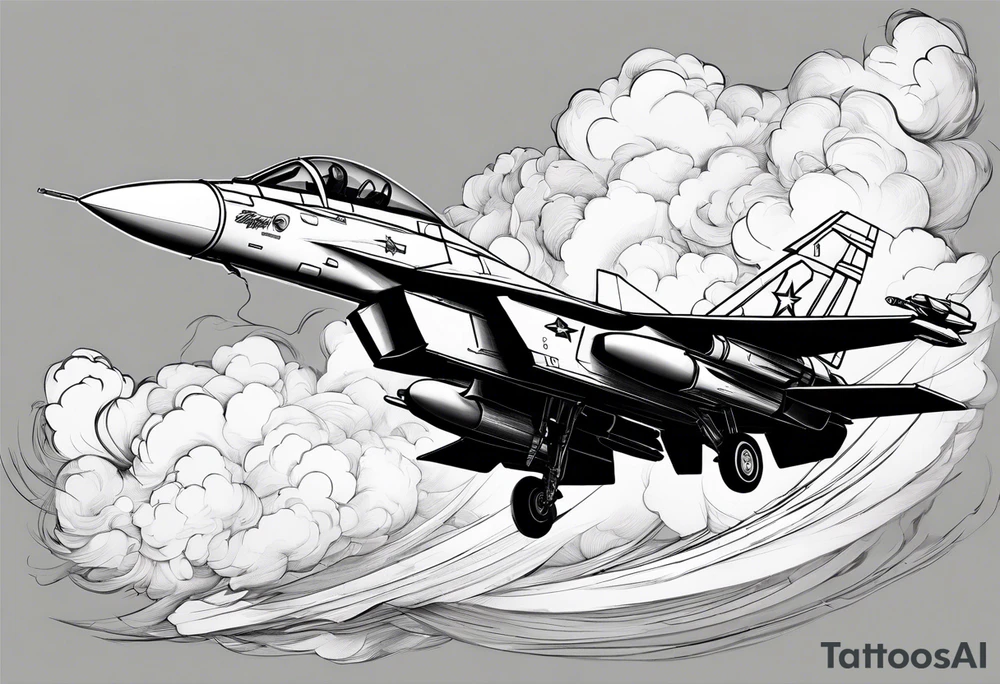 Fighter jet in a storm tattoo idea