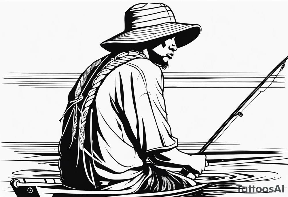 Native fisherman in water tattoo idea