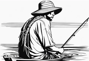 Native fisherman in water tattoo idea