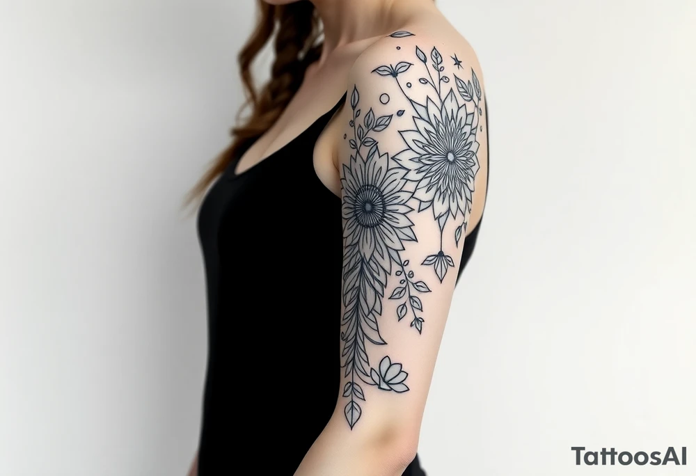 bold line shaman and witch style no flower tattoo idea