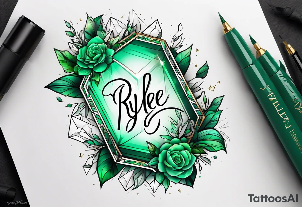 The name scripted Rylee with an emerald tattoo idea