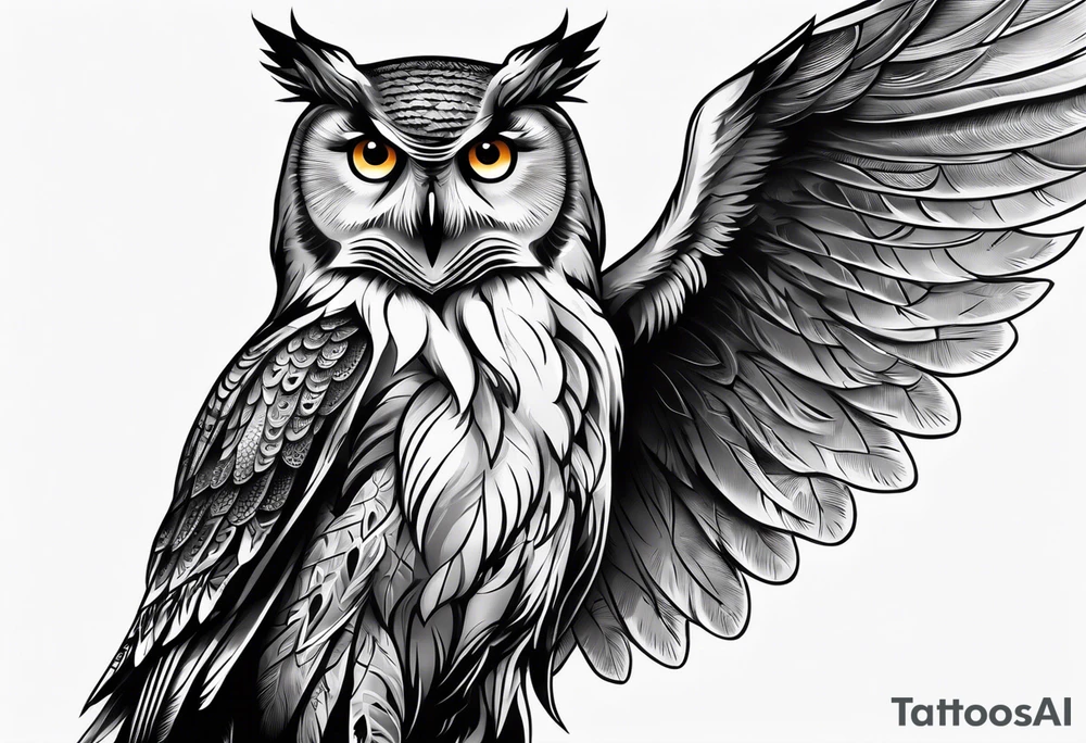 owl dressed up as a ghost tattoo idea