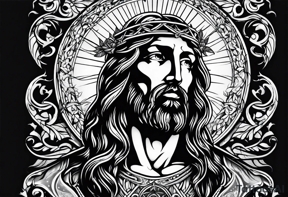 Pain suffering of Jesus Christ tattoo idea