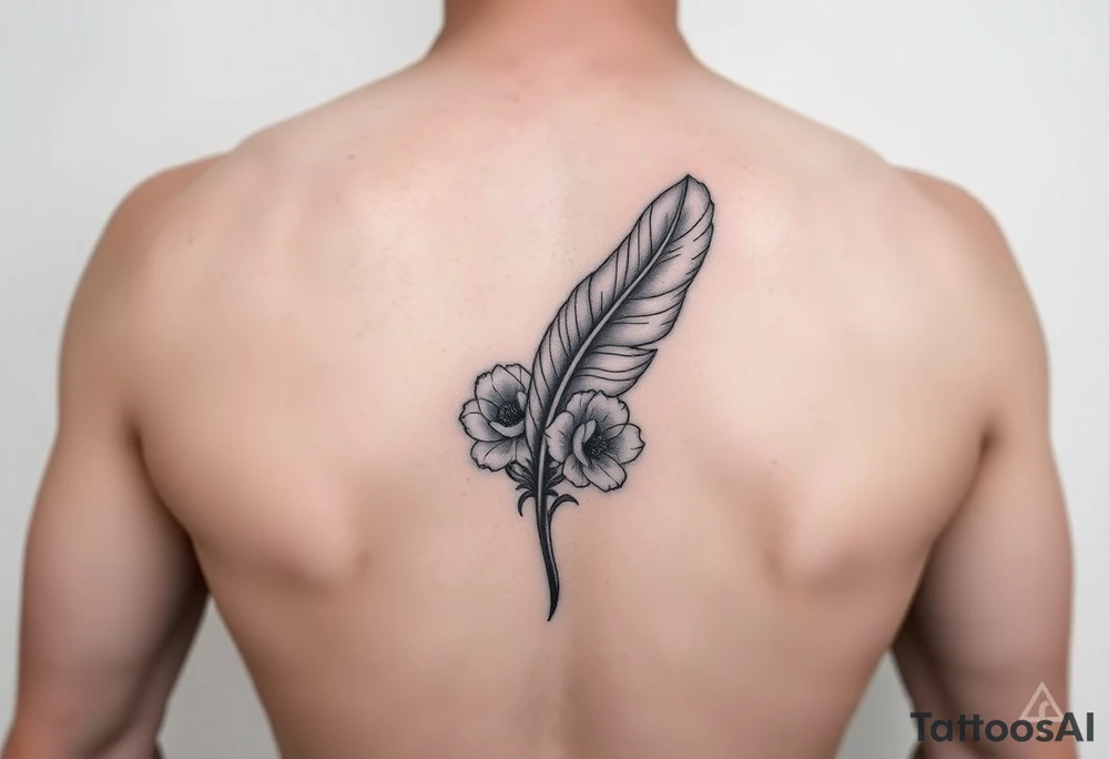 Feather, floral tattoo idea
