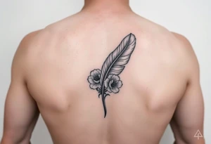 Feather, floral tattoo idea