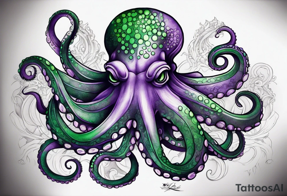 Purple and green octopus 

Ship tattoo idea