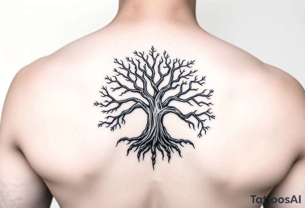yggadrisl tree of life with circle tattoo idea