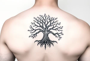 yggadrisl tree of life with circle tattoo idea