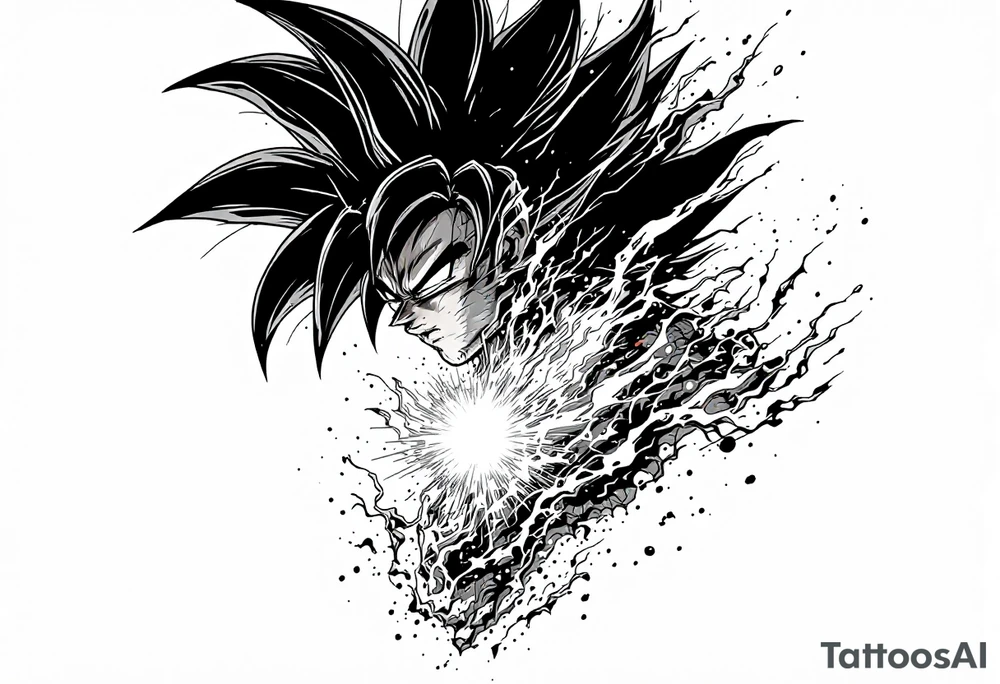 legendary dragonball z scene with energy aura and power effects tattoo idea