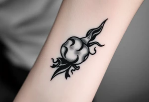 X one piece  tattoo with devil fruit stripes in corner and rest black tattoo idea