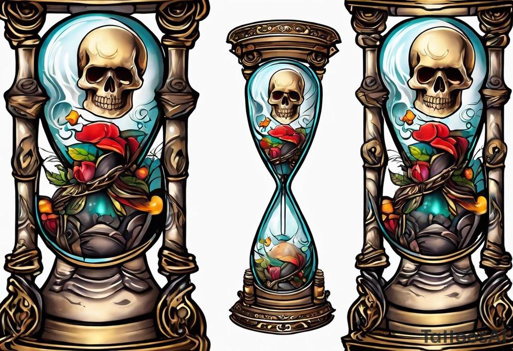 Hourglass with skull tattoo tattoo idea