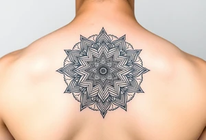 intricate mandala with sacred geometry and cosmic elements tattoo idea