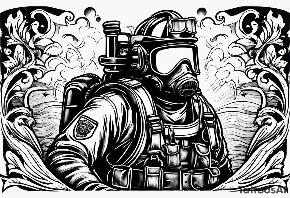 diving firefighter tattoo idea