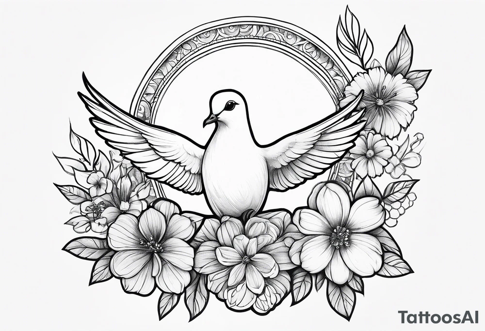 dove,flowers,design tattoo idea