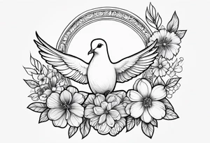 dove,flowers,design tattoo idea