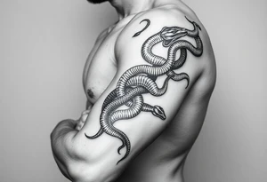 A vein wrapping around my arm with snakes climbing up it tattoo idea