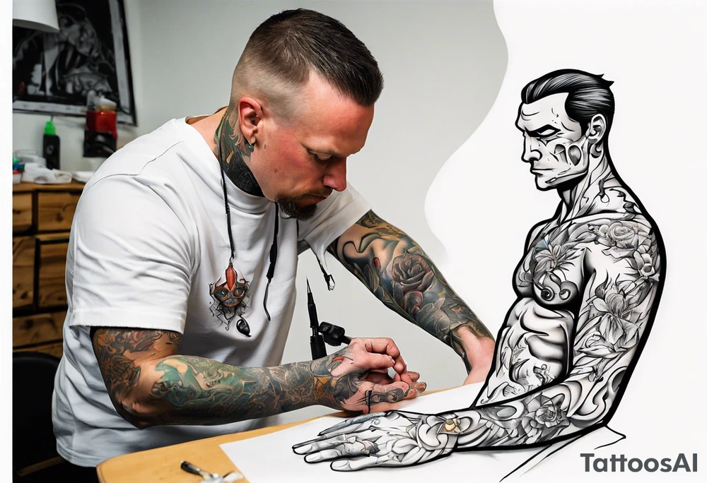 Todd Macalpine getting a tattoo close up tattoo idea