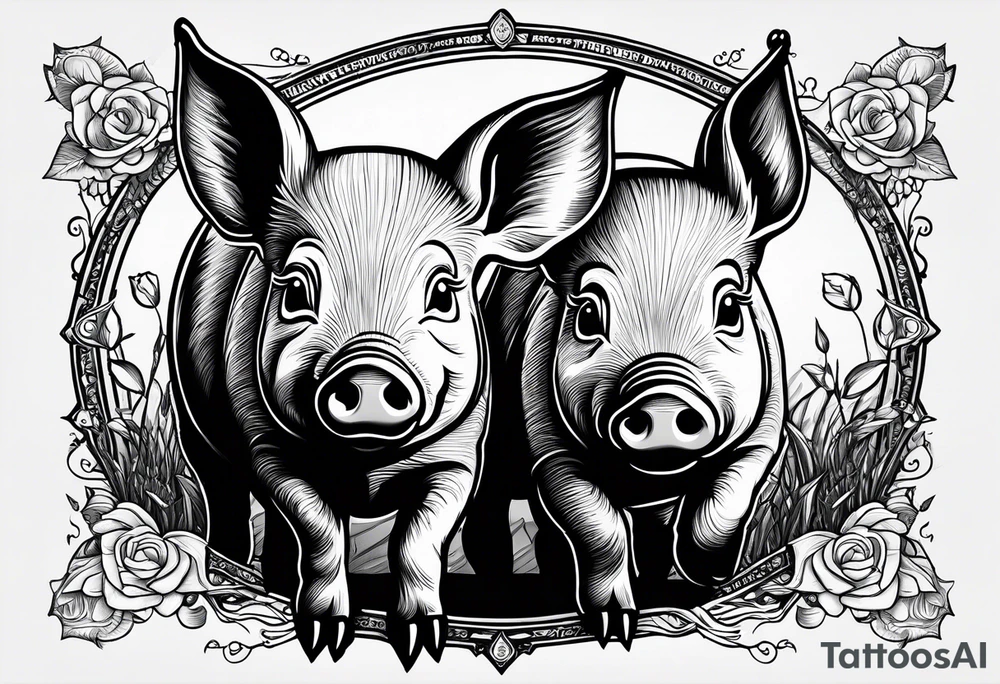 cute pig or piglet.
with text: "friends not food" tattoo idea