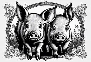 cute pig or piglet.
with text: "friends not food" tattoo idea