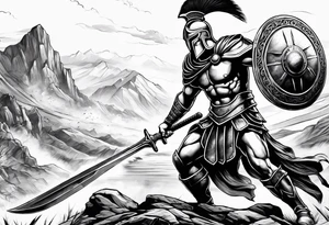 Spartan Warrior battle scene tattoo idea