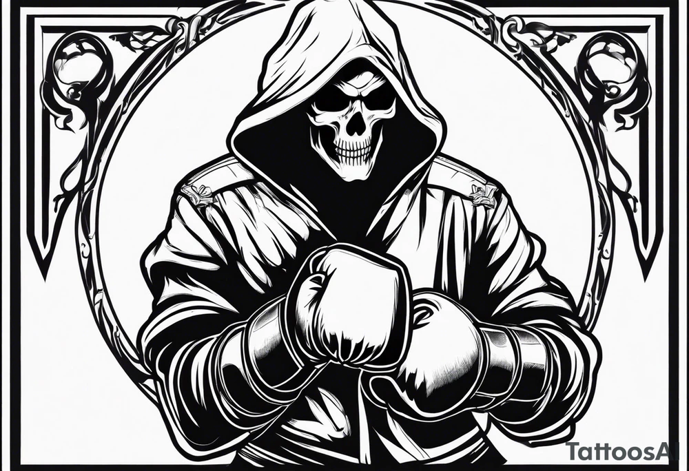Reaper with boxing gloves tattoo idea
