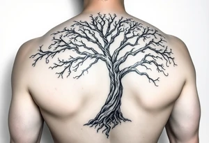 Flowing asymmetrical symbolic tree quarter sleeve. Should not look realistic. Combination of tree of Gondor and Yggdrasil. tattoo idea