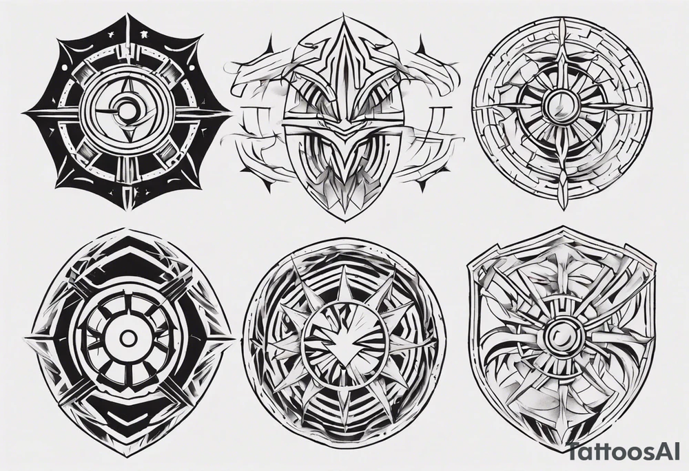 Shield symmetrical tattoo idea