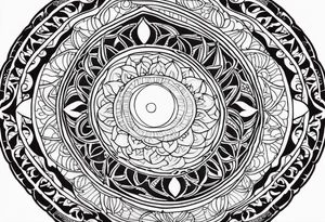 male moon mandala Knee tattoo in fall colors tattoo idea