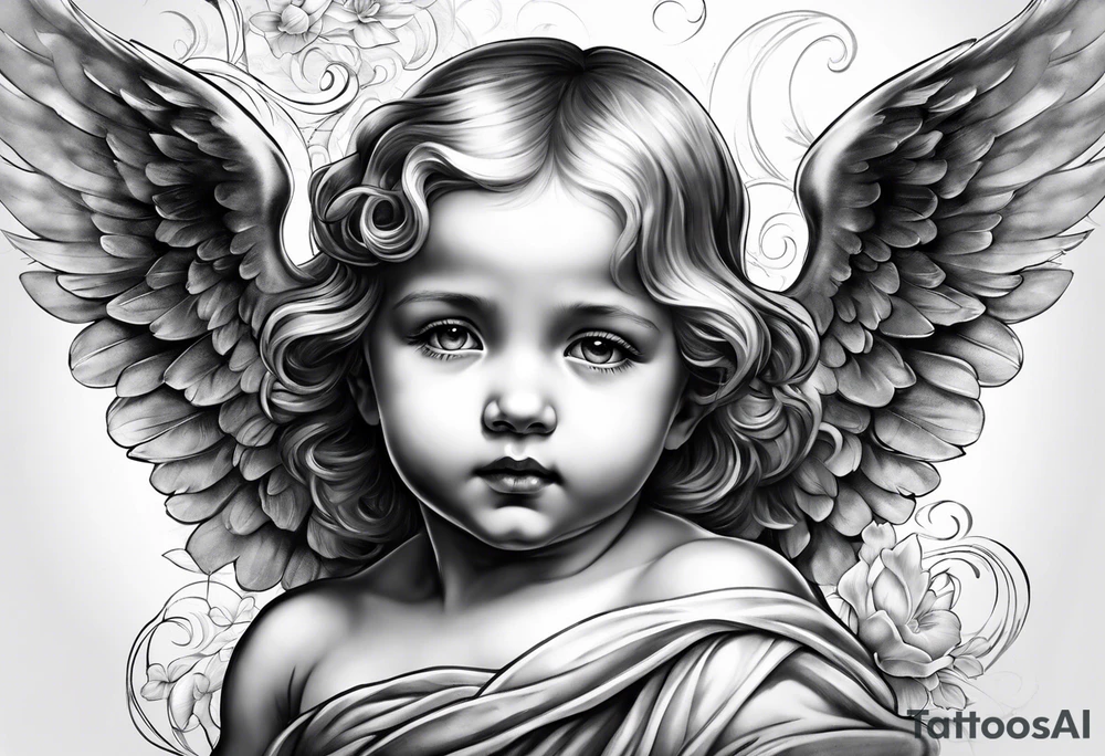 little angel holding the globus tattoo idea
