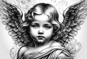 little angel holding the globus tattoo idea