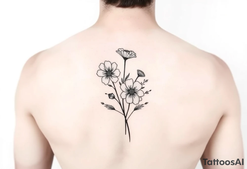 Four flower bouquet tattoo idea