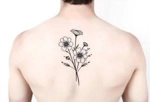Four flower bouquet tattoo idea
