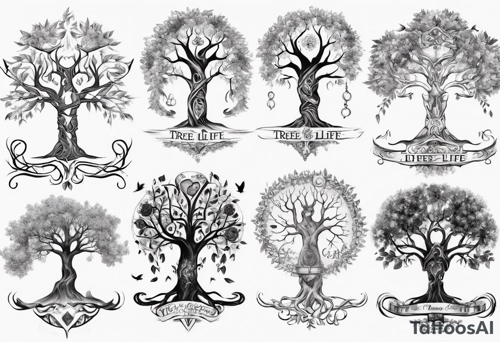 Tree of life with children names tattoo idea