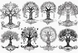 Tree of life with children names tattoo idea