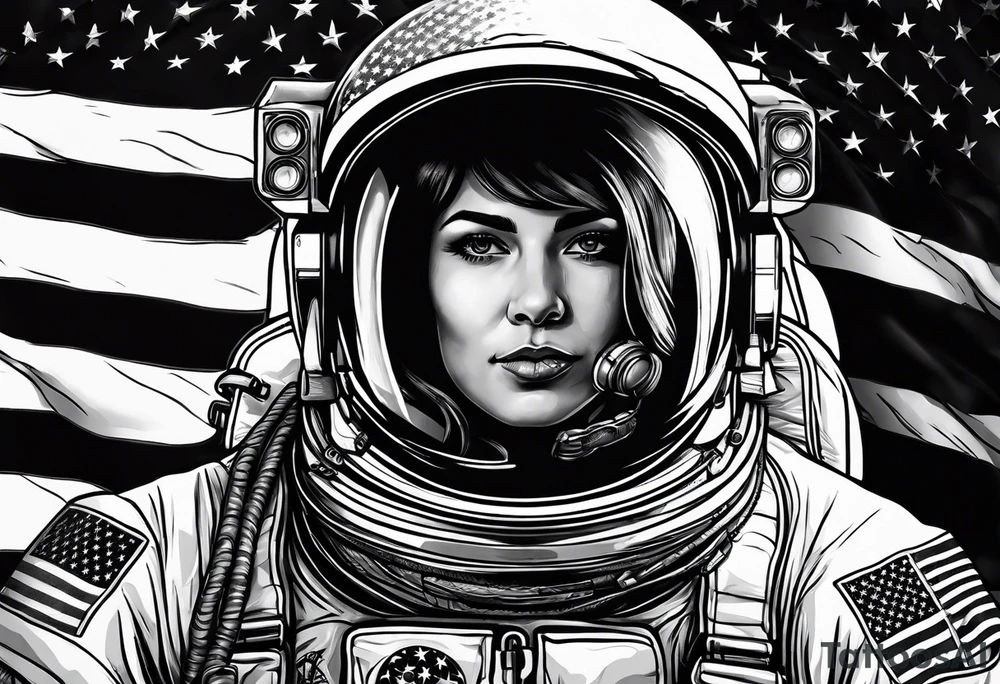 Astronaut wearing a peace flag tattoo idea