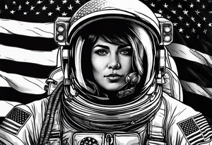 Astronaut wearing a peace flag tattoo idea