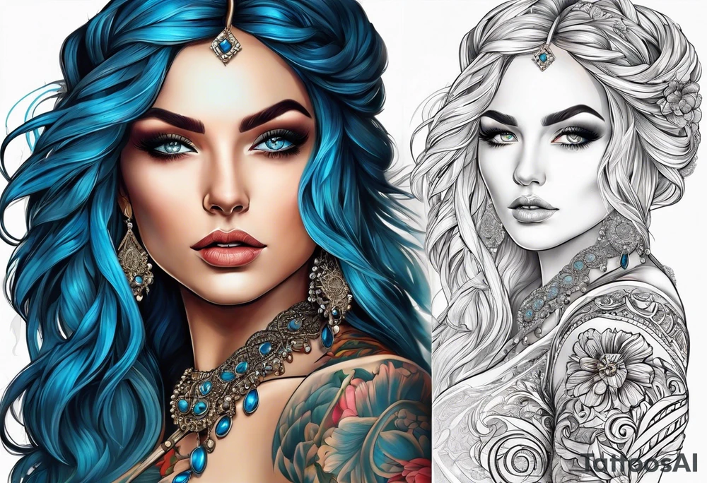 Gitana with blue eyes tattoo idea
