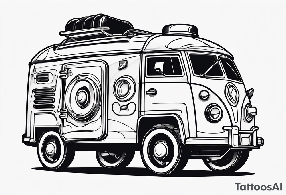 a toaster that looks like a tank less
detail simple cartoon tattoo idea