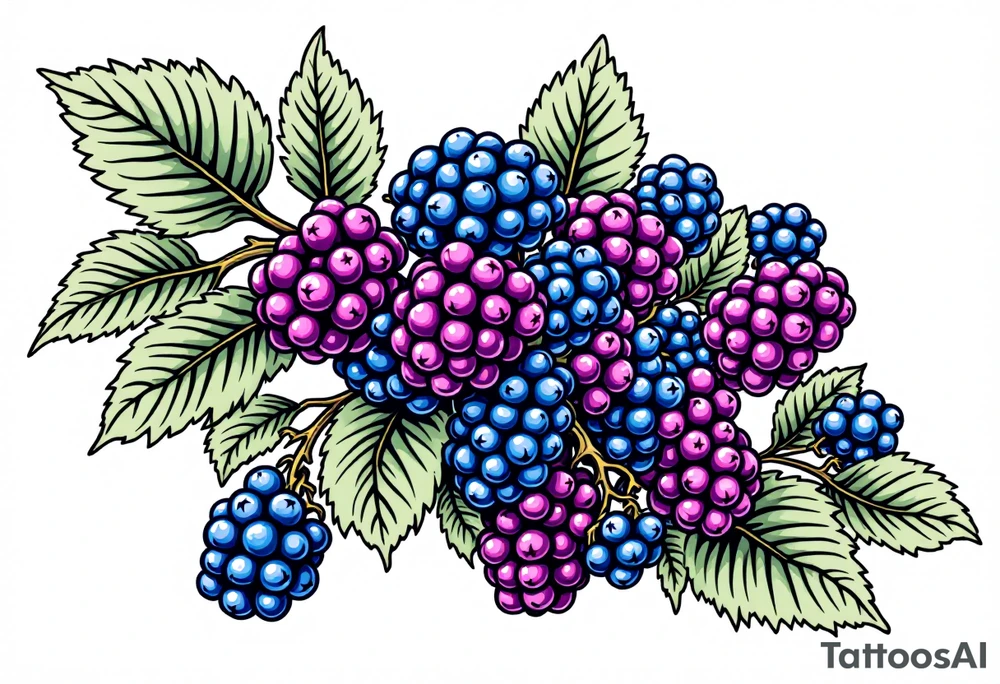 American traditional style Blackberry vine in a line tattoo idea