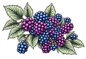 American traditional style Blackberry vine in a line tattoo idea