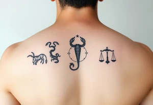 Taurus, cancer, 2 scorpio, capricorn, and libra constellation tattoo for arm tattoo idea