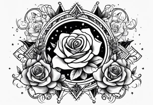 Tesseract with roses and stars tattoo idea