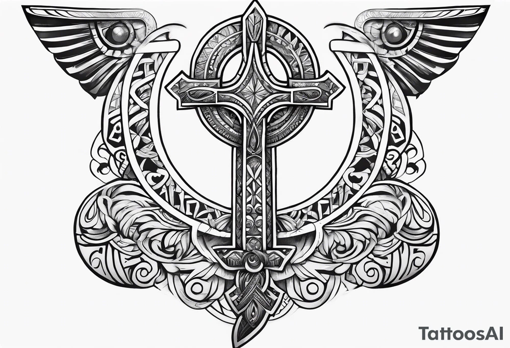 ankh, tribal, tattoo idea