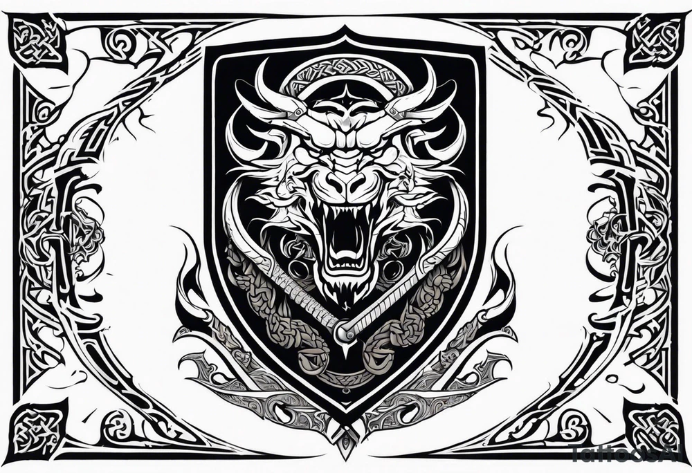 Viking valhalla sword shield dragon tattoo idea