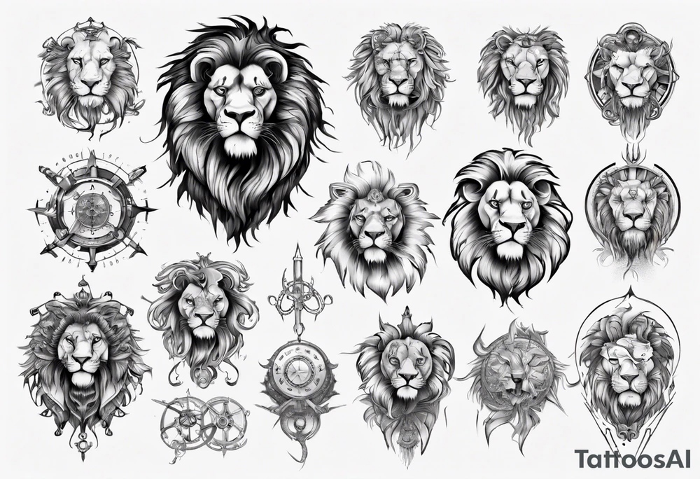 Lion, august, leader, zodiac tattoo idea